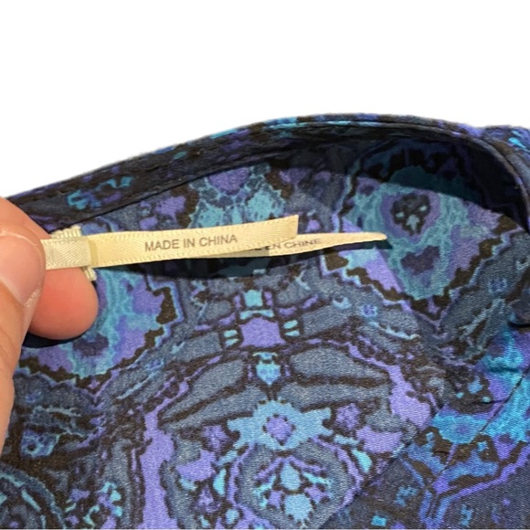 Kimchi Blue Urban Outfitters Blue Paisley and Black Lace Inset Romper Women M - Picture 7 of 9